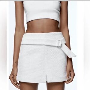 White Textured Skort